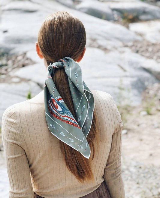 Nefertiti Silk Scarf - Khaki - Hermine Hold